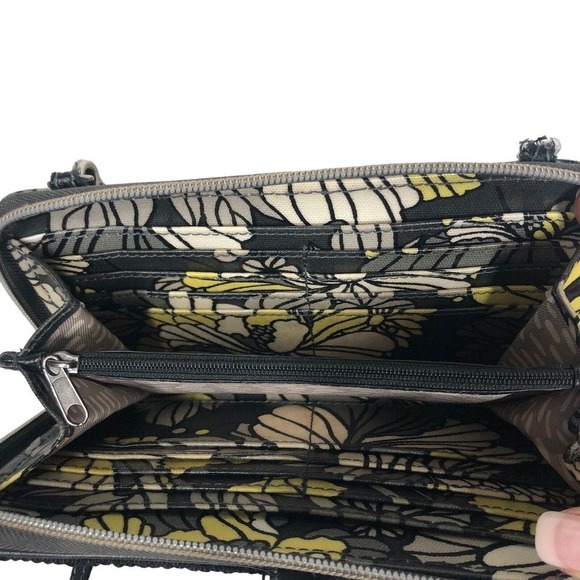 Sakroots Wallet Womens Black Yellow Multifunctional Zip Around Crossbody Purse - Picture 6 of 12